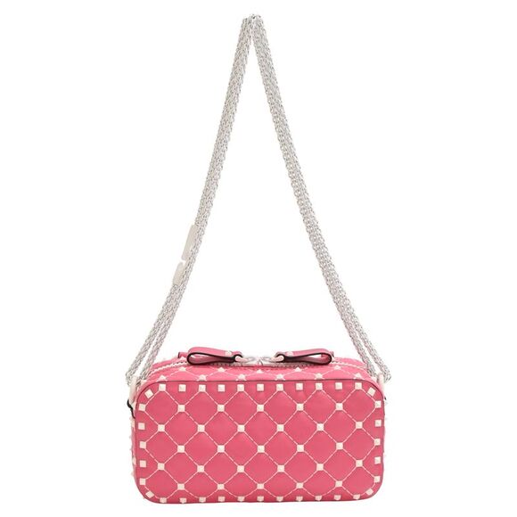 Valentino Garavani Small Free Rockstud Spike Camera Bag in Pink Leather - Picture 1 of 9